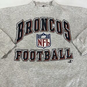 Vintage Denver Broncos Sweatshirt Mens L Blue Logo Athletic Crewneck NFL 90s